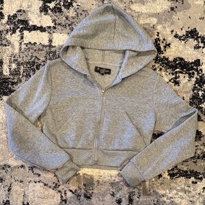 Gray Cropped Hoodie